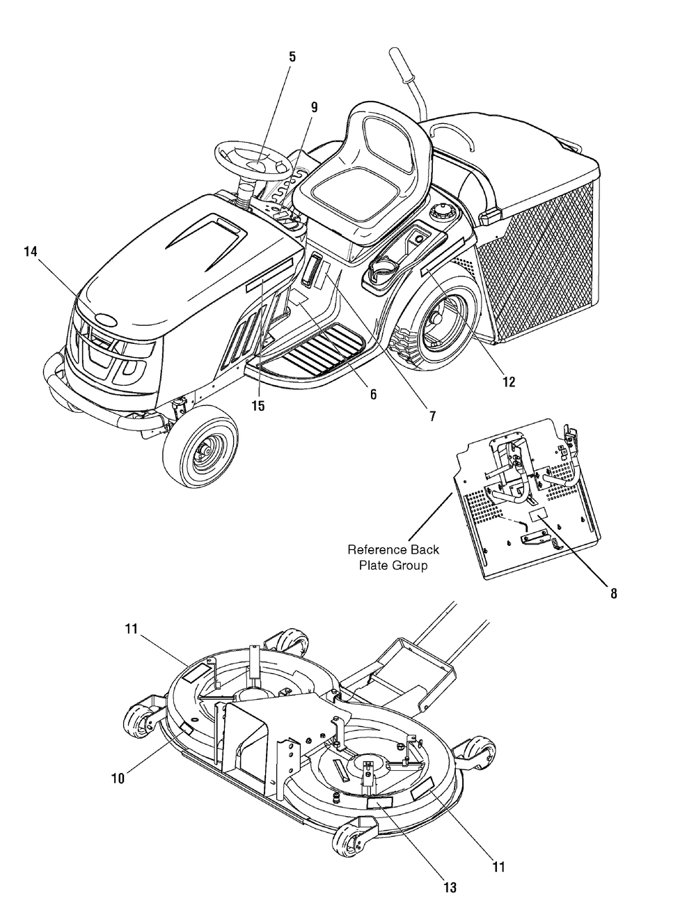 Decal Group Diagram and Parts List for 2690882-YB1840RDFR 2010 Briggs and Stratton Lawn Tractor